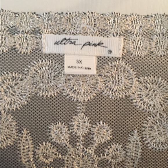 Black & Gold Sheer Embroidered Top w/tank - Picture 2 of 7